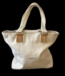 A DKNY Canvas Tote Bag Woth Leather Details