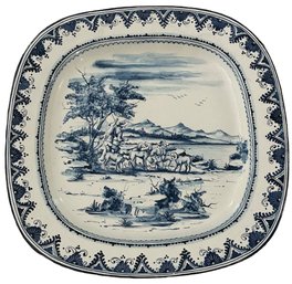 VTG Transferware Large 24'square  Platter Hunting Scene Converted To A Wall Hanging ( READ Description)