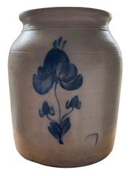 Antique Stoneware Blue Decorated Crock- No Markings (read Description)