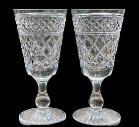 Set Of 2 'STUART' (etched On Glass) English Fine Crystal Wine Glasses- Pattern  Unknown-Factory Closed 2001