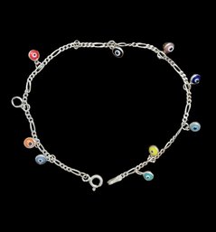 Vintage Sterling Silver Multi Color Eye Bracelet