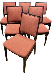 A Set Of 6 Mid-century Modern Upholstered Dining Chair - Rosewood Possible Jhon Widdicomb