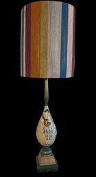Original MCM Lamp & Shade But Separate Parts: 50's Italian Pottery Base & Scandinavian Dyed Yarn/Rope Shade