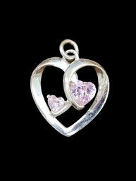 Vintage Pink Stone 'One Love, Two Hearts' Pendant