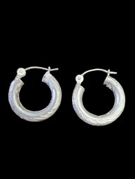 Vintage Sterling Silver Textured Hoop Earrings