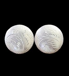 Vintage Sterling Silver Etched Stud Earrings