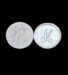 Vintage Sterling Silver Monogramed 'M' Stud Earrings