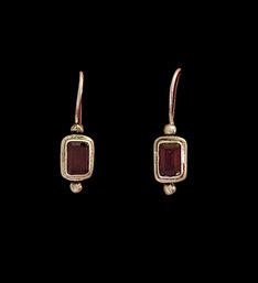 Vintage Sterling Silver Ruby Red Color Earrings