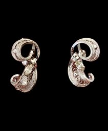 Vintage Sterling Silver Filigree Screw On Earrings