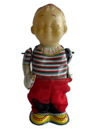 1950's Mikun Japan Wind Up Tin Litho Baby Pulling Pants -works! (READ DESCRIPTION!)