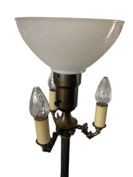VTG 5' H Brass 4 Light Torchiere Floor Lamp W/ Milk Glass Diffuser  3 Way Switch Tested Working