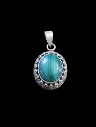 Vintage Sterling Silver Malachite Pendant