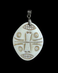 Vintage 18K GP Carved Mask Pendant