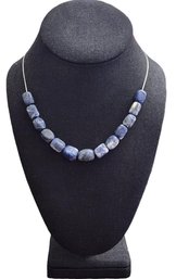 Vintage Sterling Silver Lapis Stone Necklace