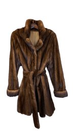 A Very Nice Mink Fur Coat With Belt Size S/m