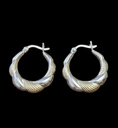 Vintage Sterling Silver And Vermeil Hoop Earrings
