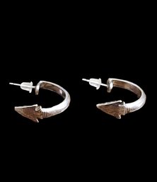 Vintage Sterling Silver Arrow Hoop Earrings