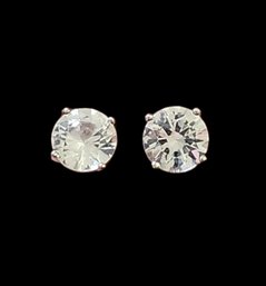 Vintage Sterling Silver CZ Stud Earrings