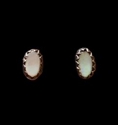 Vintage Native American Sterling Silver Mother Of Pearl Stud Earrings