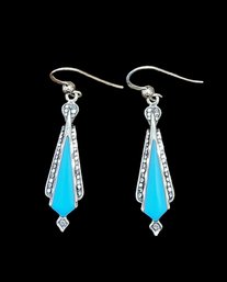 Vintage Sterling Silver Turquoise Color Earrings