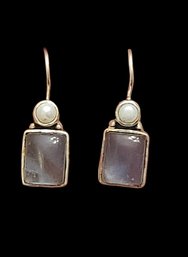 Vintage Sterling Silver Pearl And Clear Stone Earrings