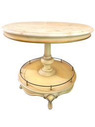 French Provincial, Marble Top Round Side Table.