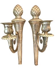 Pair Of Newer Metal Decorative Wall Mounted Candle Holders. Good Quality .
