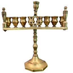 Antique Brass Hanukkah Candelabra -Hanukkiah