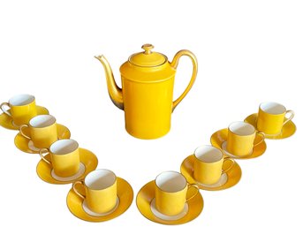 C.1930s Limoges Porcelain Demi Tasse Set Of Six & Coffee Pot For B. Altman With Gold Trim