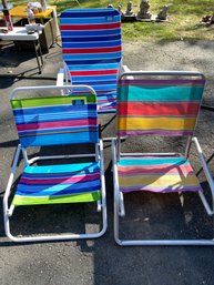 3 Colorful Striped Beach Chairs