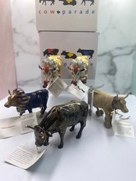 5 Collectible COW PARADE Statuettes NYC Art Cows