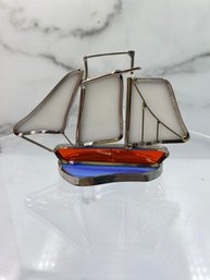 Stained Glass Sailboat Paperweight