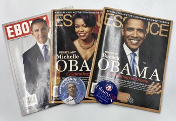 3 Obama Collectors Edition Magazines & Election Buttons