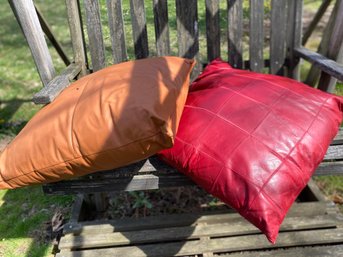 2 Leather Throw Pillows