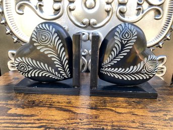 Brand New Soapstone Carved Heart Bookends