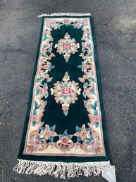 Brand New 2ft X 4ft Green Floral Wool Carpet By Royal Carpet