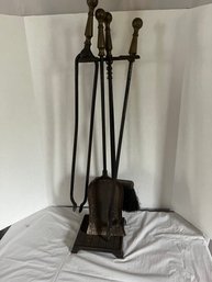 Vintage Brass & Iron Fireplace Tool Set