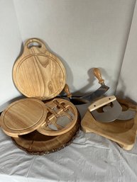 Lot Of Assorted Wood Cutting Boards And Mezzalunas