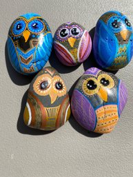 Hand Painted Rocks - Owls