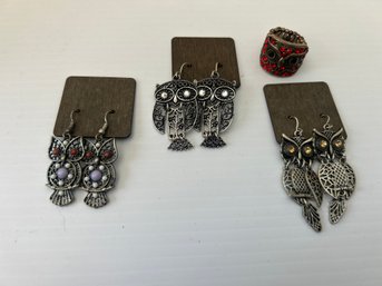 Owl Costume Jewelry Lot