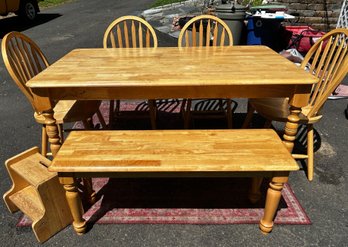 7 PC Kitchen Dining Set With Bench, Chairs And Step Stool