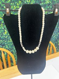 Faux Pearl & Crystal Necklace