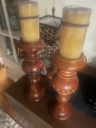 Pair Of 21' Candle Stand W Candles