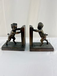 Cherub Book Ends With A  Bronze Finish