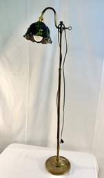 Brass Tiffany Style Floor Lamp With Stained Glass Grapes