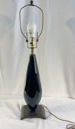 Vintage 1960s Murano Glass Lamp On Wood Base