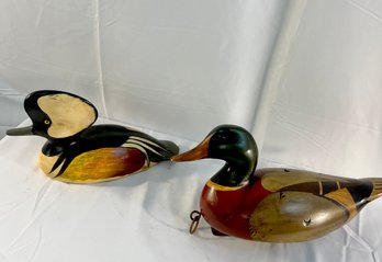 Pair Of Vintage Duck/loon Decoys Hand Painted By Kevin J Kerrigan Signed Ridgefield CT Mid 1990's