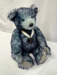 Charming Collectible Steiff Blue Plush Teddy Bear With Heart Locket