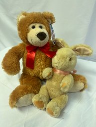 Charming Collectible Teddy Bear And Bunny Plush Set With Original Tag