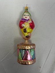 Hand-Painted Vintage Glass Christmas Ornament - Festive Drummer